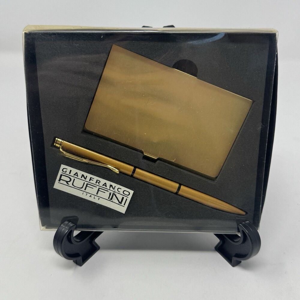 Gianfranco Ruffini Business Card Holder & Pen Executive Set VTG New *NEEDS INK*